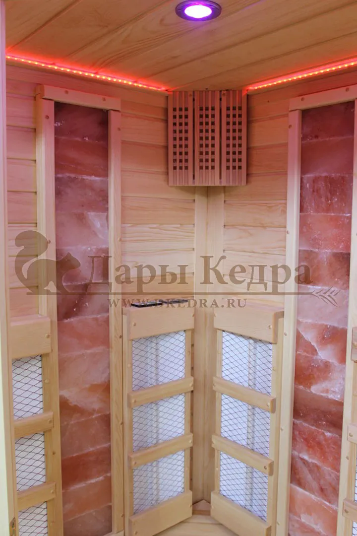 Одноместная угловая инфракрасная сауна кабина из кедра с керамическими излучателями