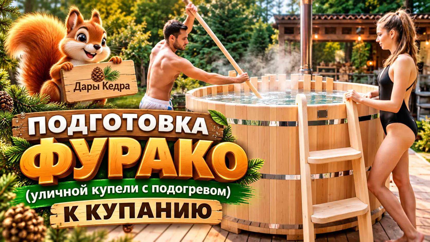 Фурако круглая из кедра со встроенной печью