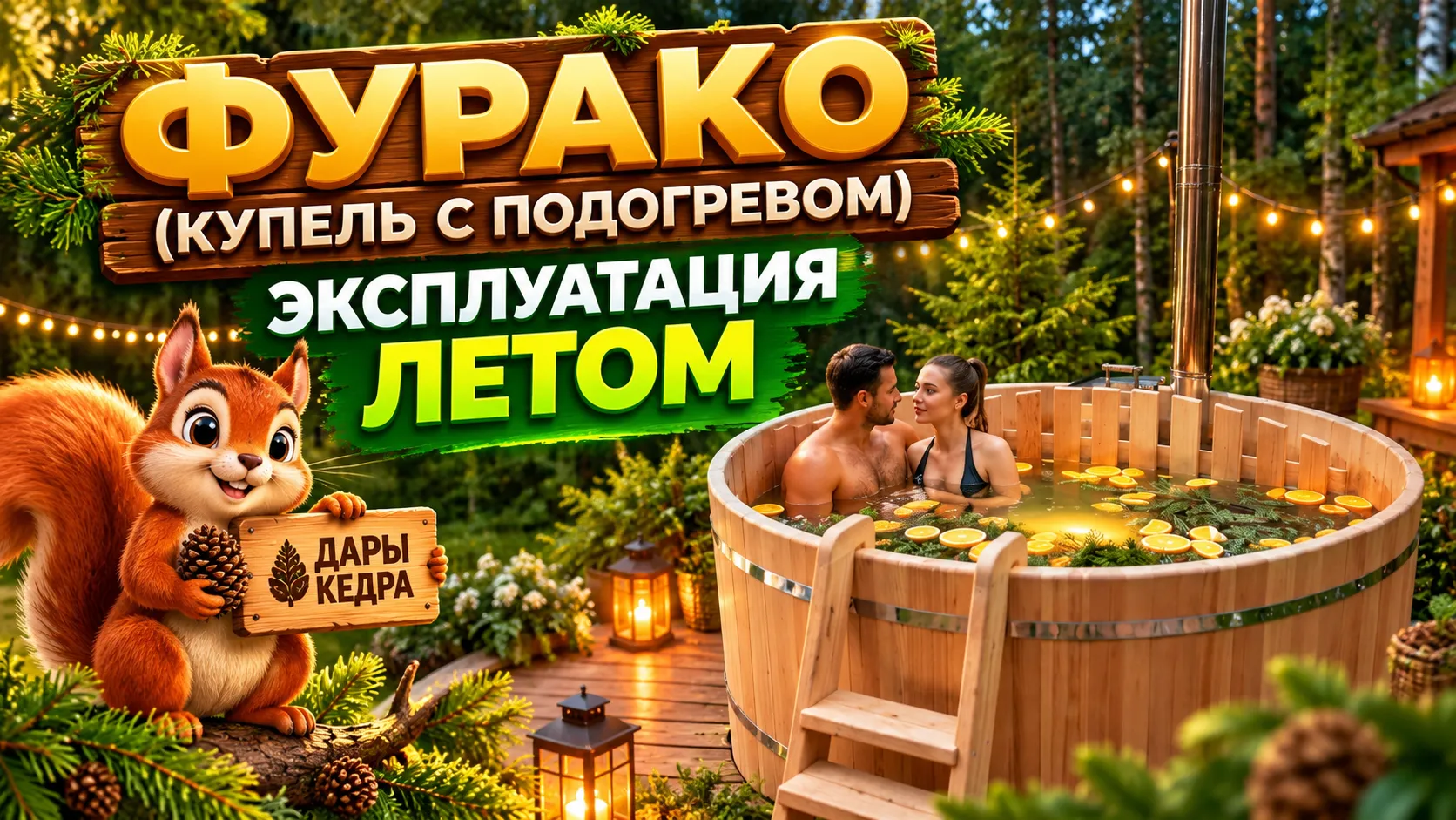 Фурако круглая из кедра со встроенной печью