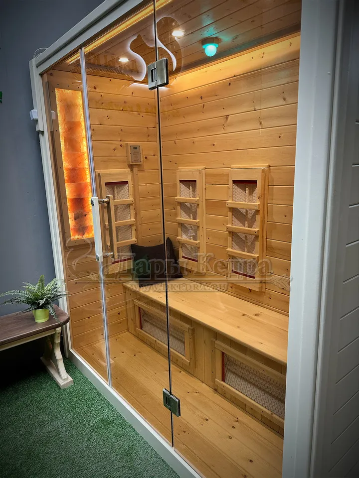 Трёхместная инфракрасная сауна кабина из кедра с керамическими излучателями