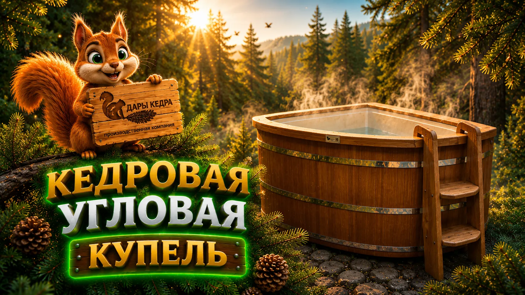 Бондарная угловая купель из кедра с пластиковой вставкой