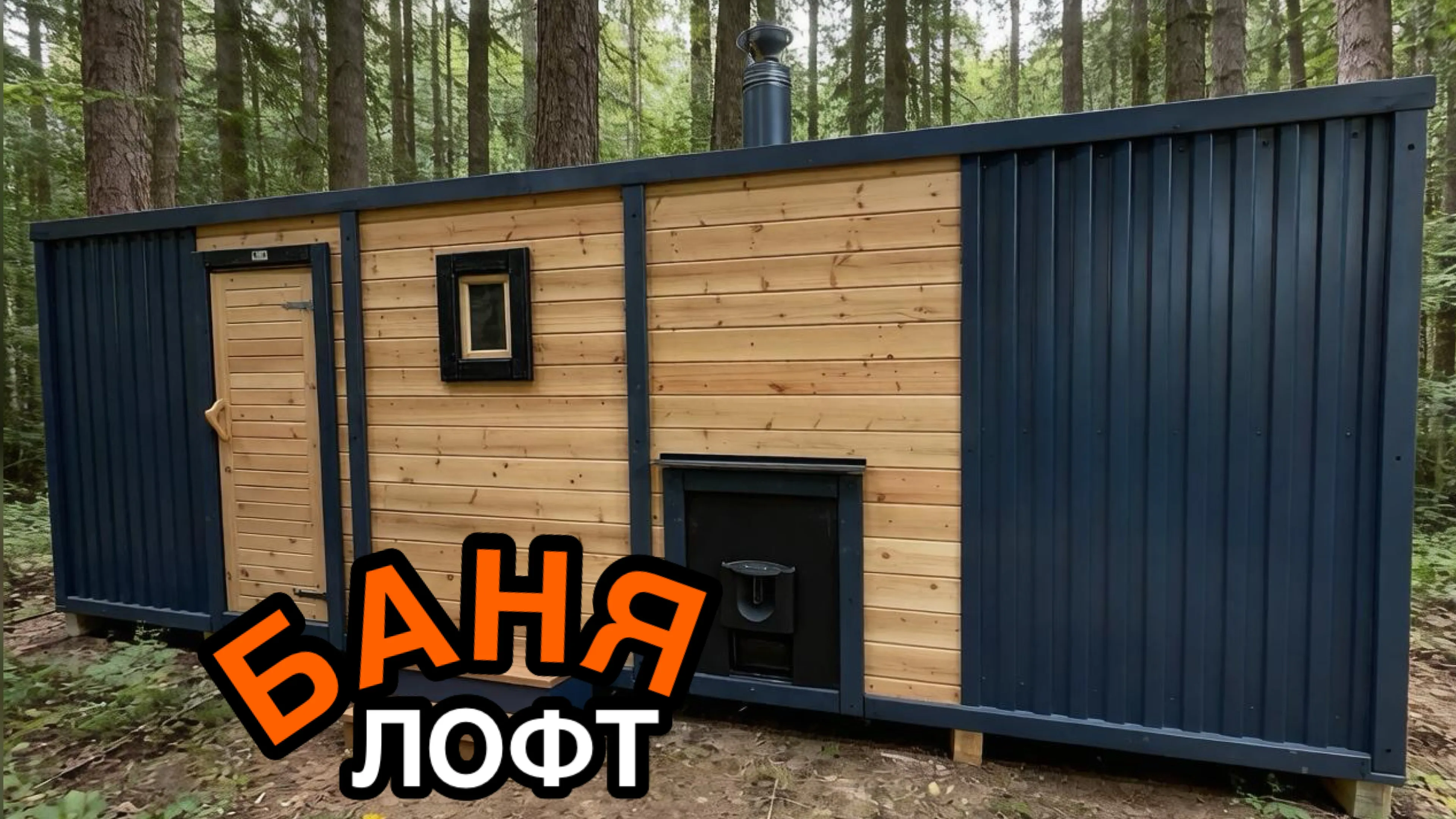 Каркасно-щитовая баня «Лофт» из кедра 6х2,2 метра (вариант 1)