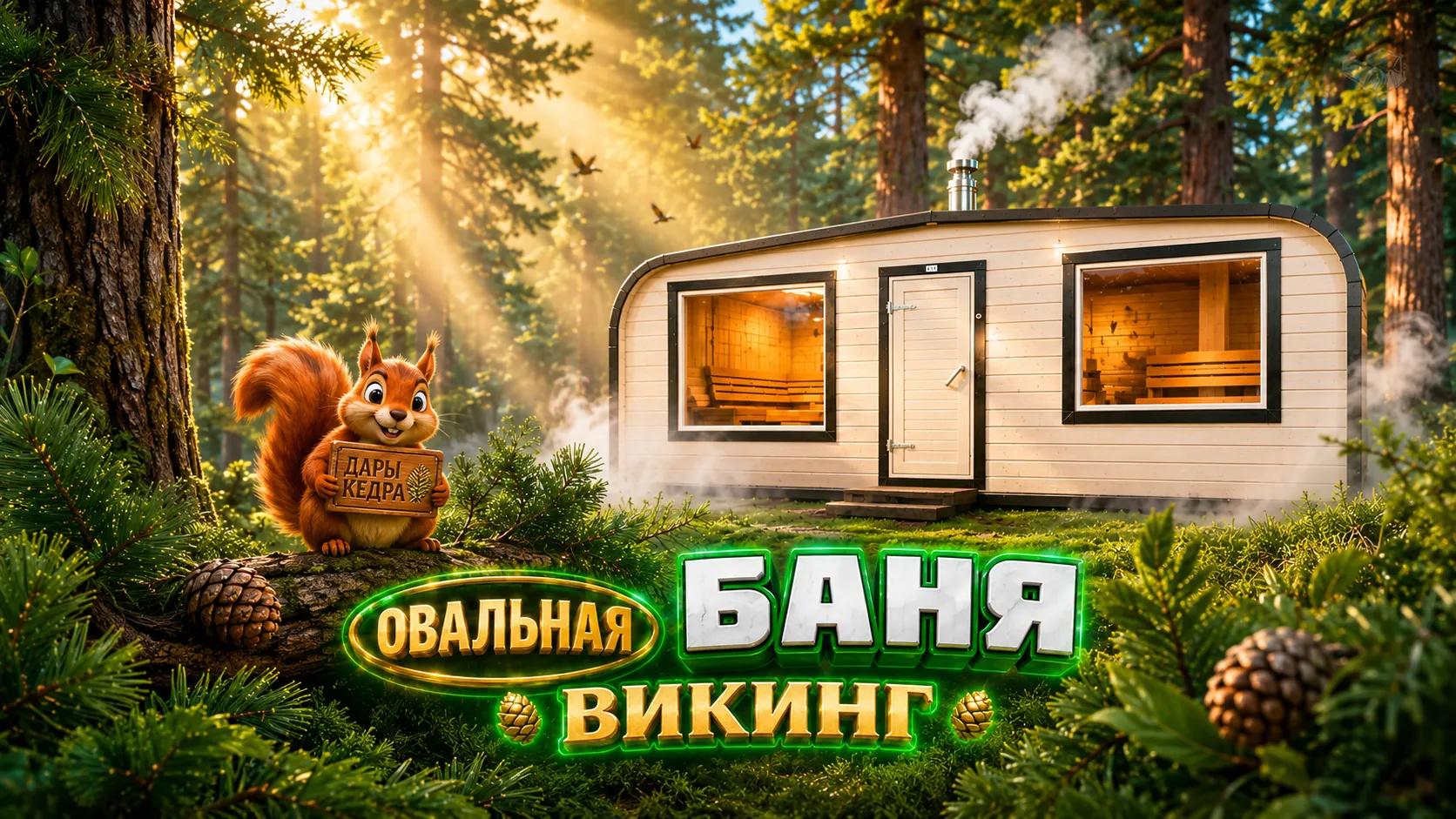 Баня «Викинг» из кедра 5х2,2 метра расширенная