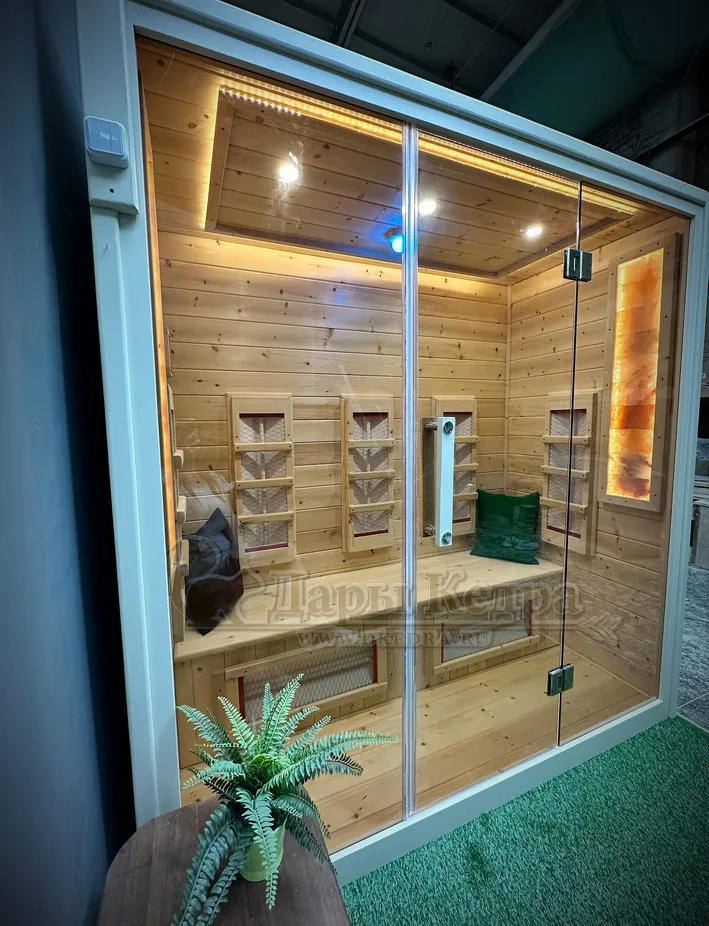 Трёхместная инфракрасная сауна кабина из кедра с керамическими излучателями