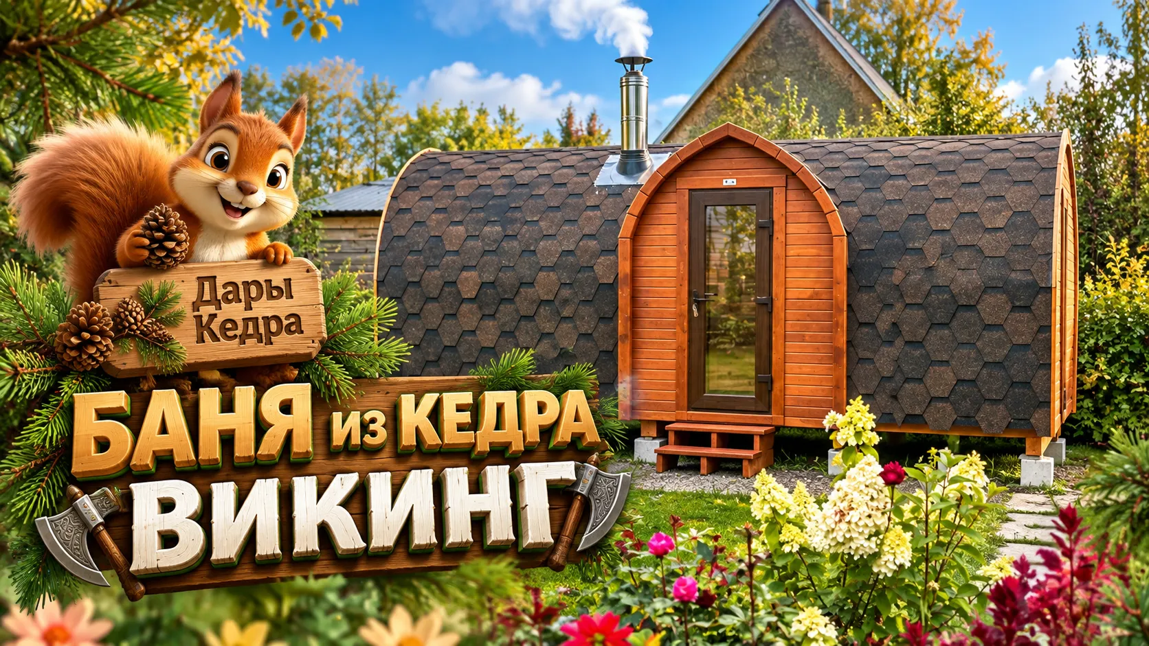 Баня «Викинг» из кедра 5х2,2 метра с боковым входом