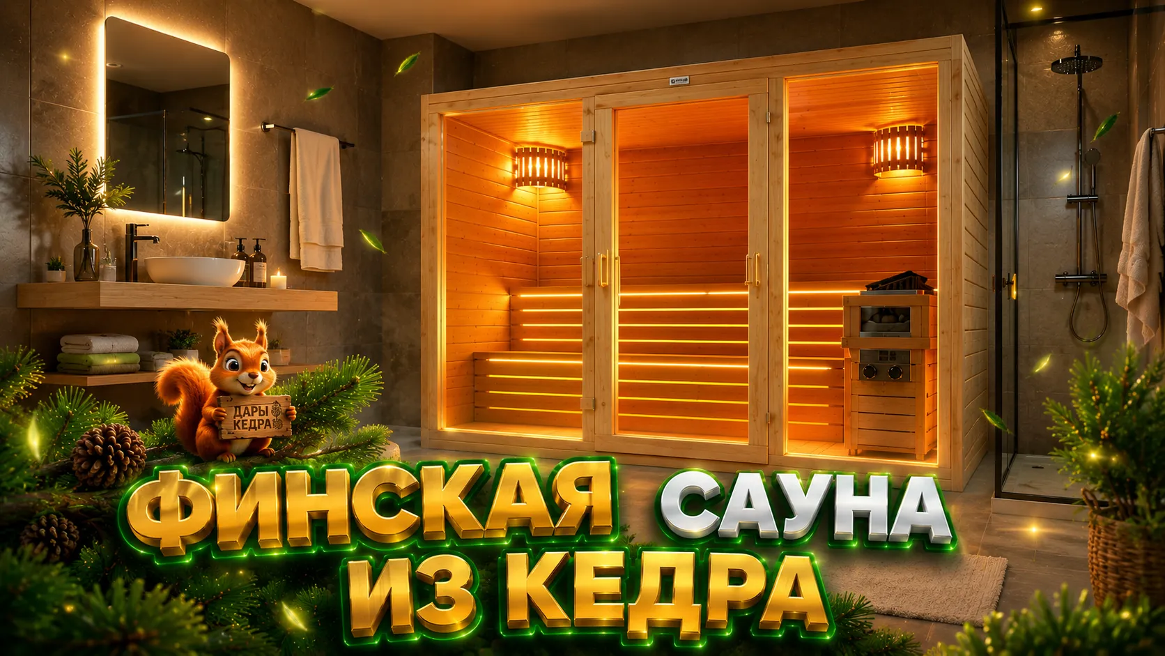 Трехместная финская сауна кабина из кедра с электрокаменкой